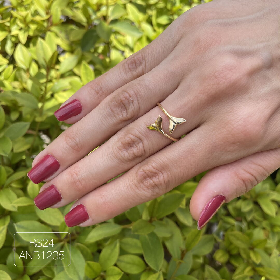 Anel Fio Barbatana Aberto Liso Dourado